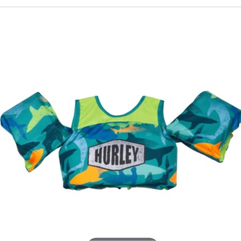 Kids Swim Vest Float Jacket Toddler 20-50 lbs Hurley Green Water Safety Swim Aid - Picture 7 of 11
